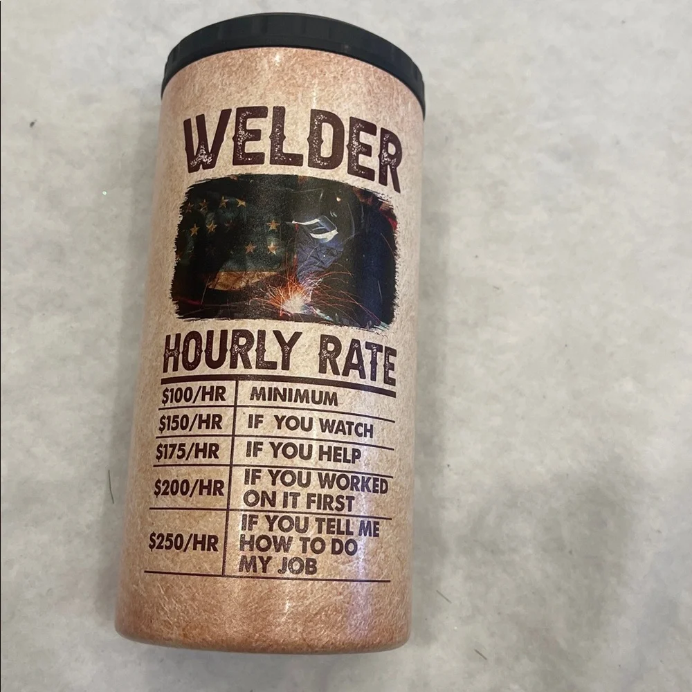 Brown Skull welder themed can bottle cooler holder new let there be light new